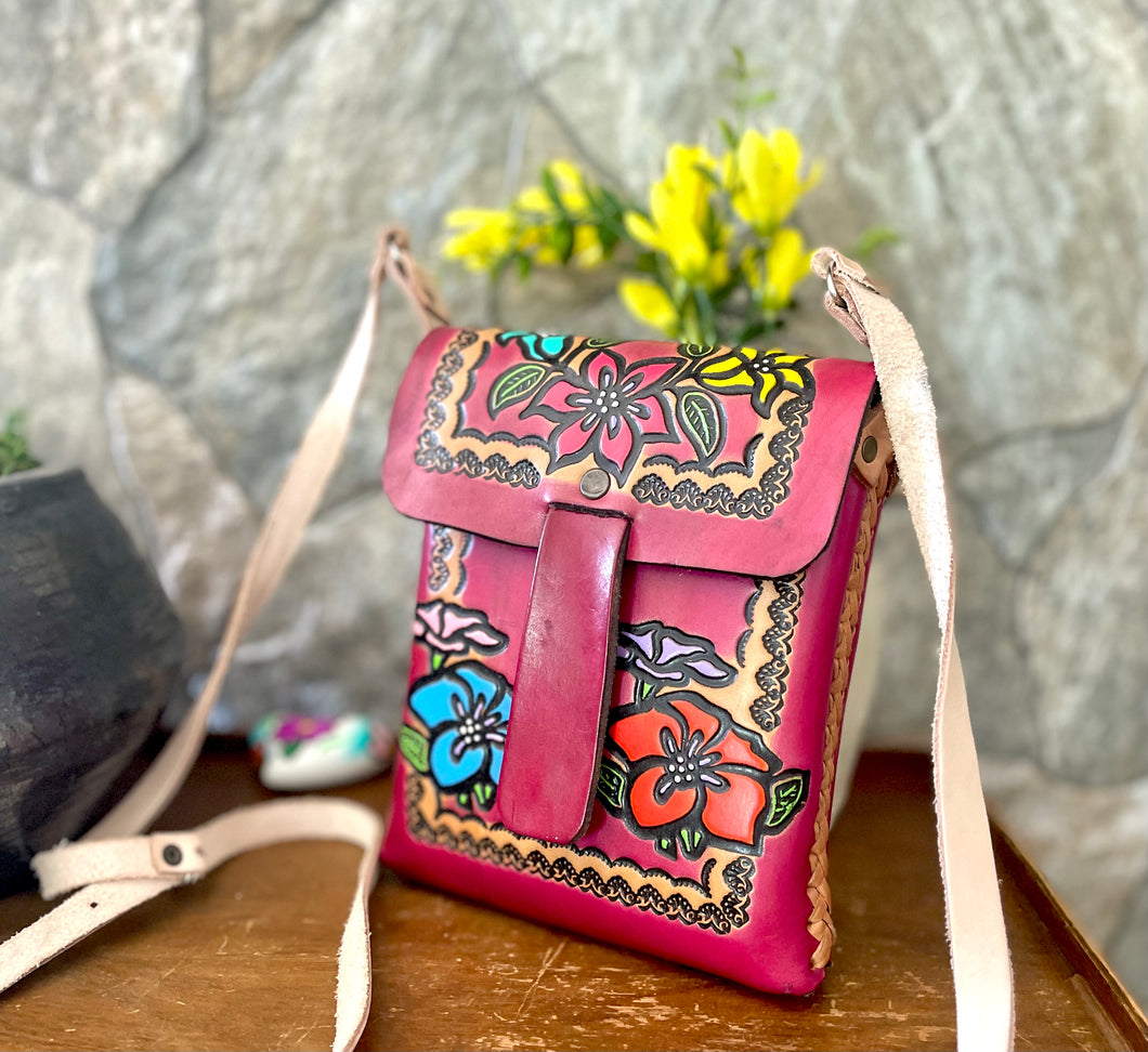Flores leather crossbody bag
