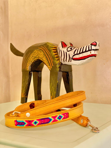 Artisan handwoven leather leash